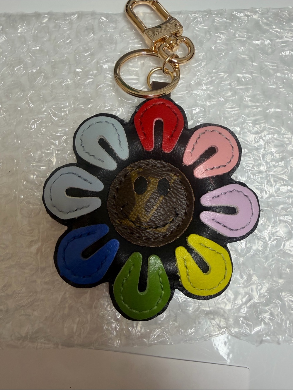 Louis Vuitton Canvas Multicolor/Rainbow Flower Smiley Keychain Charm